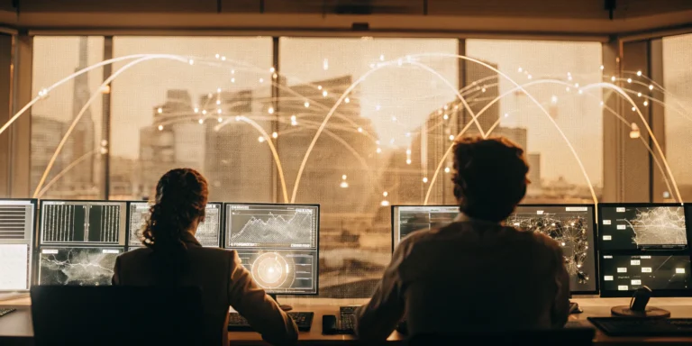 Security team reviewing an automated threat exposure management tool on a monitor.