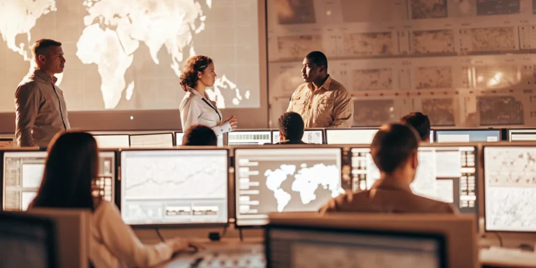 Cybersecurity team monitoring CISA known exploited vulnerabilities for May 2025 on multiple screens.