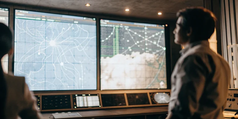 A digital dashboard mapping a cloud attack surface for security management.