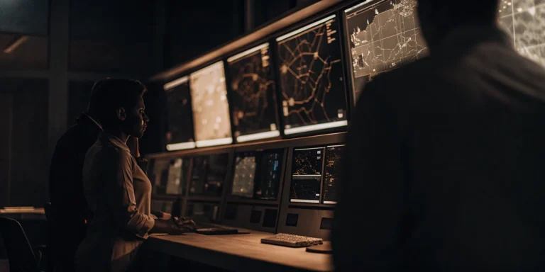 A continuous threat exposure management tool dashboard being monitored by security analysts.