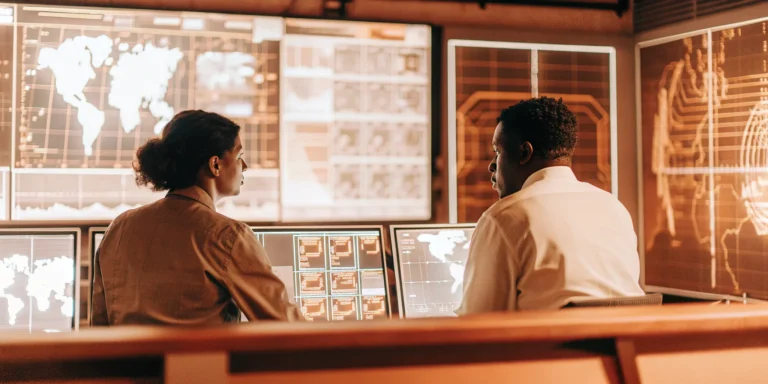 Security professionals analyzing threat intelligence on the Insight Hive Pro platform dashboard.