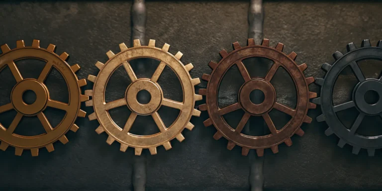 Interconnected gears symbolizing integrated security solutions for a Kenna replacement.