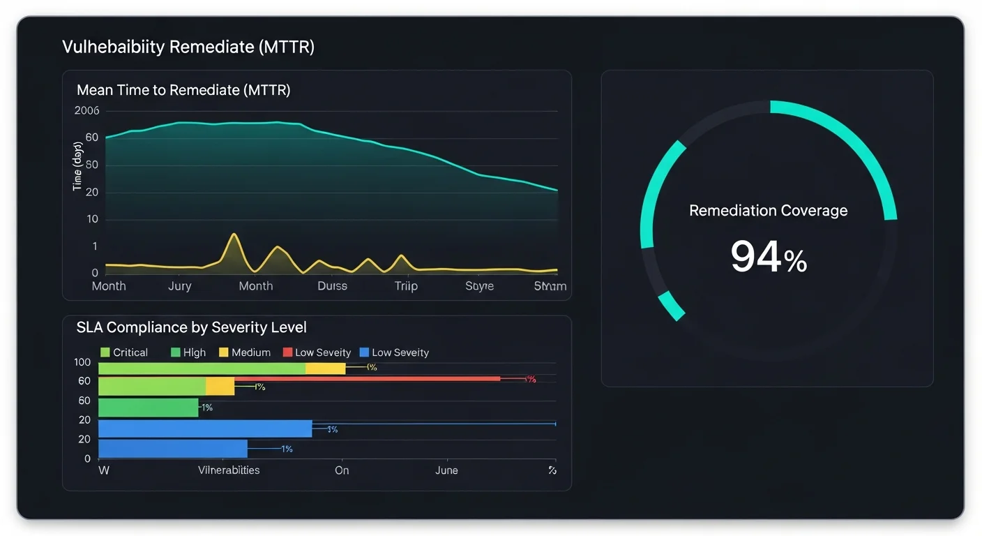 Vulnerability remediation SLA framework with severity levels and target timelines