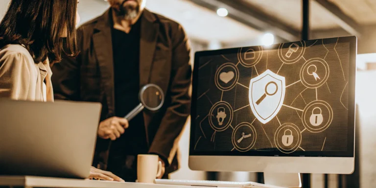 Cybersecurity team analyzing predictive threat intelligence to protect an organization.